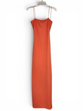 Alice + Olivia Double-Strap Orange Maxi Slip Dress Open Back Size 4